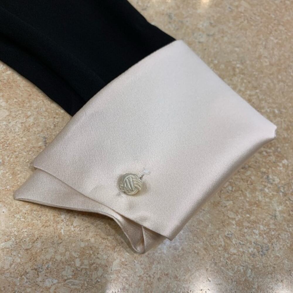 Lafayette 148 New York Black Wrap Blouse with White Collar - Picture 7 of 12
